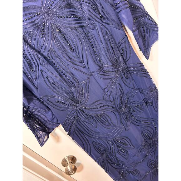 JS Collections Women's‎ Pearl Beaded Soutache Column Gown Formal Blue Size 10 - Picture 6 of 16